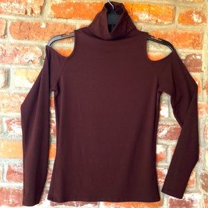 Cache cold shoulder long sleeve turtleneck